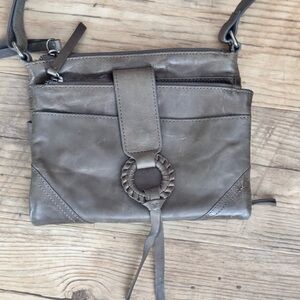 Lucky Brand Gray Leather Crossbody Shoulder Bag